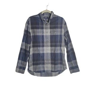 American Eagle Slim Fit Men Size M Button Down Long Sleeve Plaid Flannel Shirt